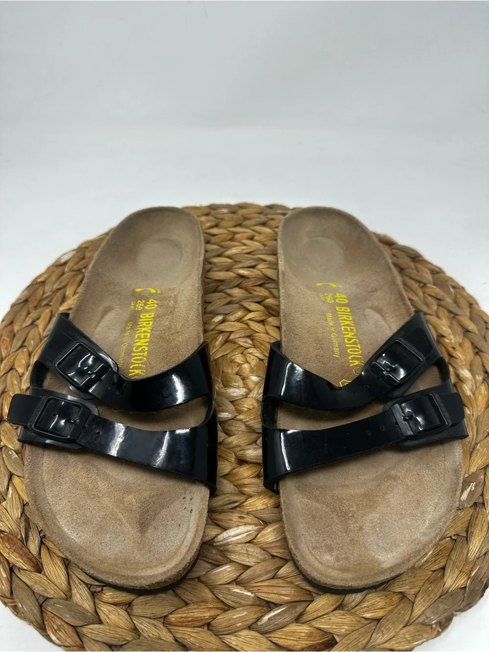 Birkenstock Ibiza Birko-Flor‎ Slide Sandals Black Patent Size 9 Narrow Women's